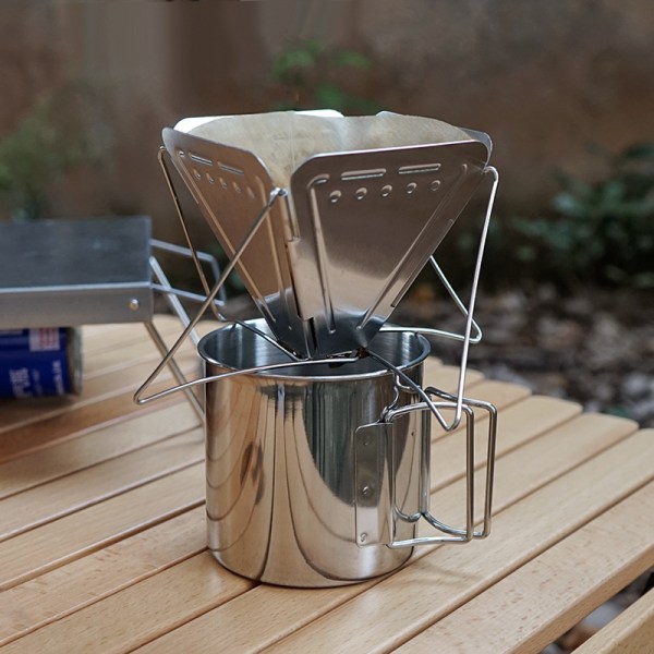 Kaffe dryp holder rustfrit stål sammenklappelig genanvendelig rustfrit