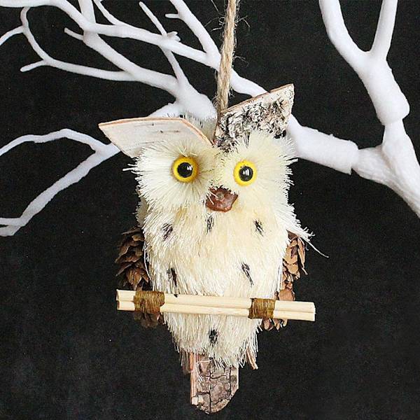 Pöllön riipus Macrame seinäkoriste Kudottu pöllö Joulukoriste Cra