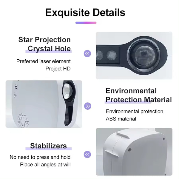 Hvit USB Galaxy Stars Stjernehimmel Projektor Vannbølge Roterende N