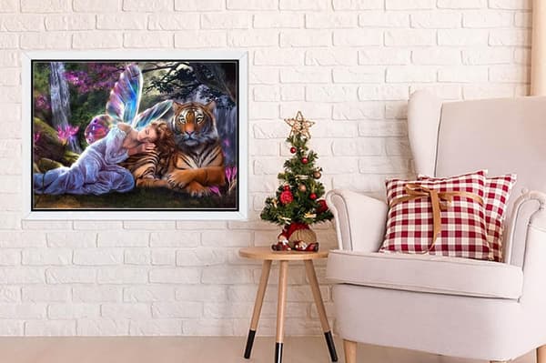 DIY 5D Diamantmaleri Sæt, Tiger Diamantmaleri Kors Sting