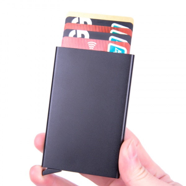 1 st smartkortshållare i aluminium (RFID-skyddad) pop-up - svart