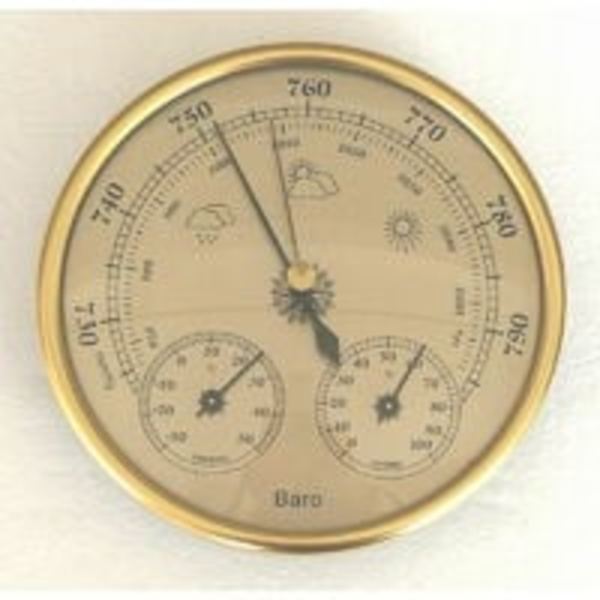 1 stk Barometer, værstasjon med barometer og hygrometer, th