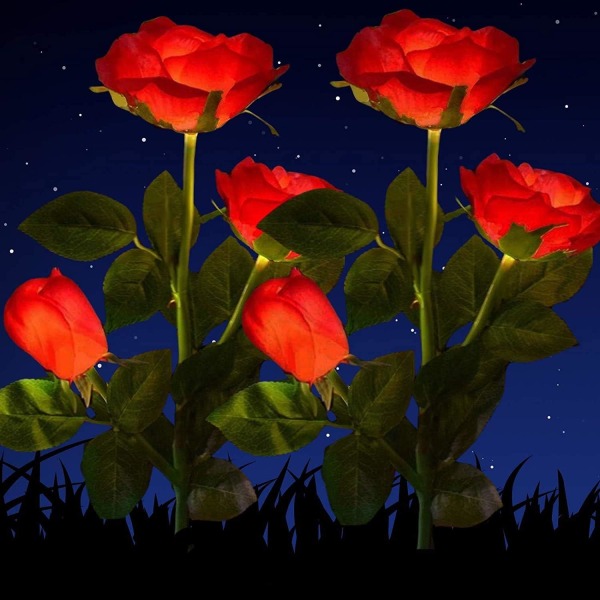 2 Pack (Rose Red) Solar Garden Lights Dekorativ Vattentät Outdoo
