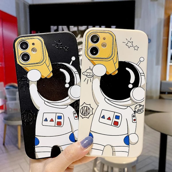 Sött fodral till iPhone 14, tecknad cool astronaut rymd snygg design