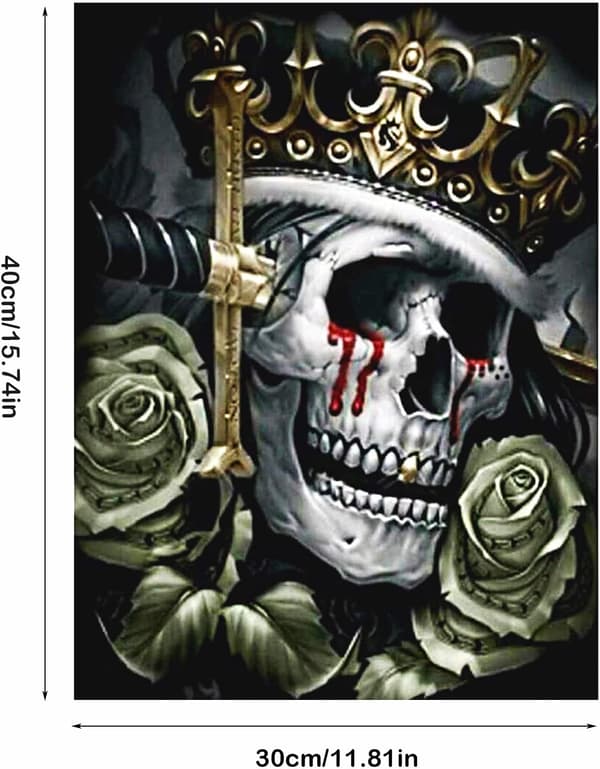 (30x40cm) 5D Diamantmaleri Kits, 5D DIY Skull Diamantmaleri