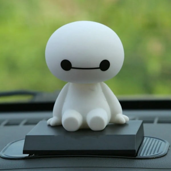1 stk. bil hvid bobblehead dukkehoved uden base ornamenter dekoration