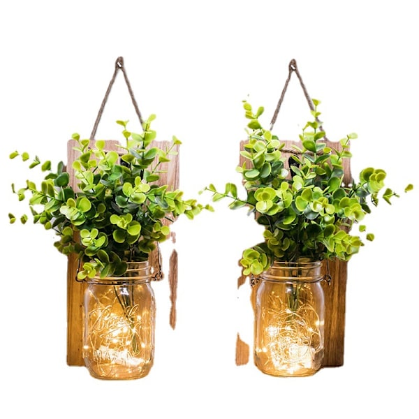 Rustik Mason Jar Vägglampa, Shabby Chic Vägglampa Dekor med Pu