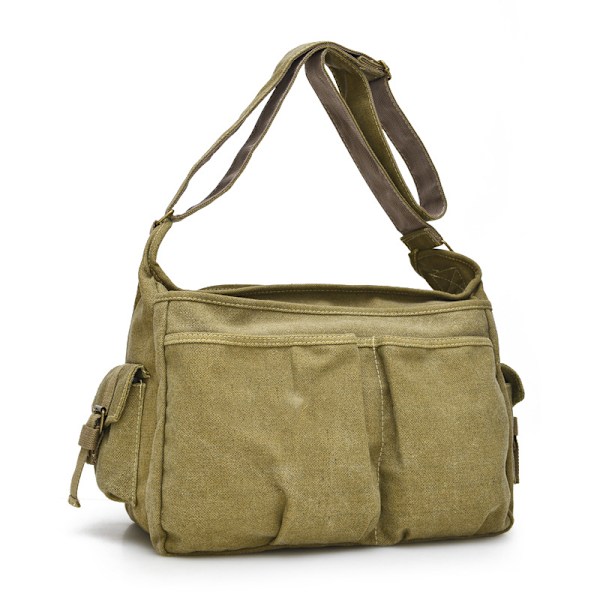 Khaki canvas skuldertaske til mænds neutrale skuldertaske, ny ret