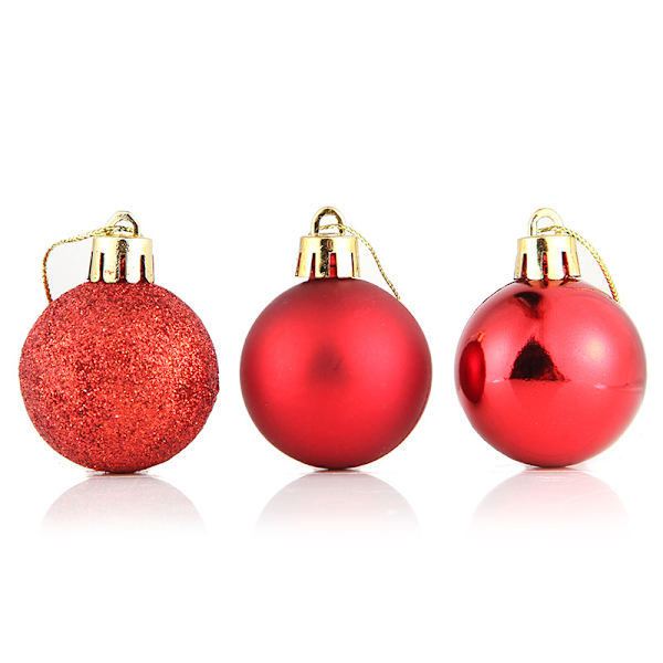 Set med 24 röda okrossbara julgranskulor - 4 cm - Hängande julgranskulor
