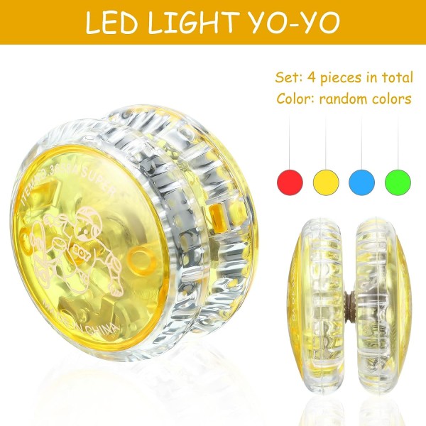 4 stk. Yo-Yo LED-lys Børn Yo-Yo Reaktiv Plast Yoyo Enterta