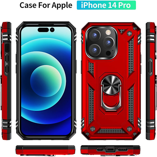 iPhone 14 Pro Etui, Ekstrem Beskyttelse Militær Rustning Dobbelt Lag