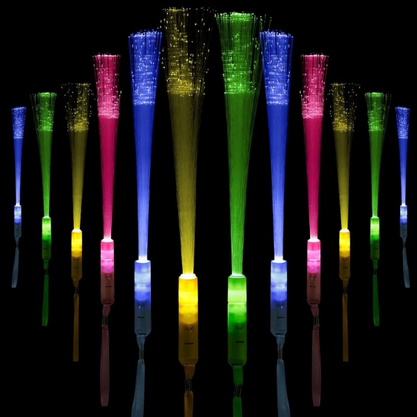 LED-ljusstavar, 2 stycken fiberoptiskt ljus, flerfärgad fla