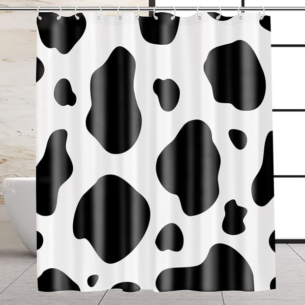 Cow Print bruseforhæng til badeværelse, Hide of a Cow med sort S