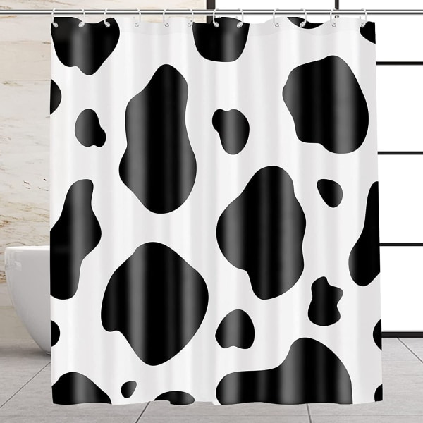 Cow Print dusjforheng for bad, Hide of a Cow med svart S