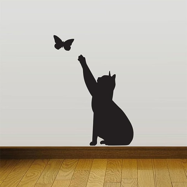 Cat Catching Home Wall Sticker Dekor Decals Vægmaleri Køkken Pet