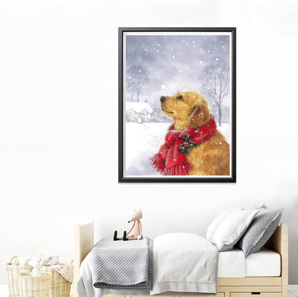 DIY 5D Diamantmaleri Jul Hund Fuld Tilbehør, Jul