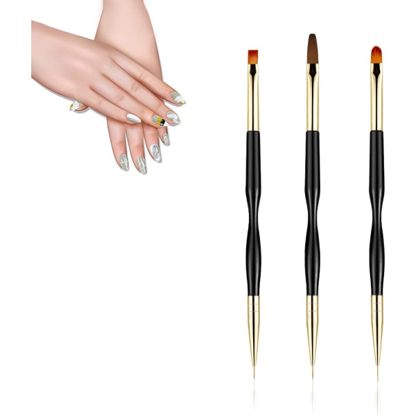 3 delar nagelborste för UV-gel och för nail art DIY-ritning