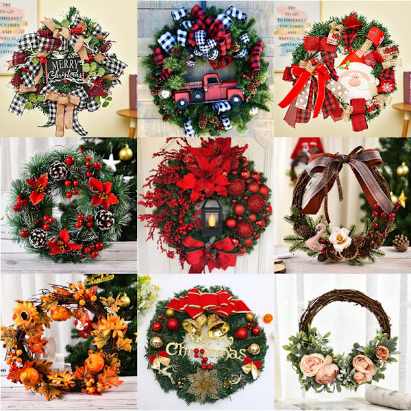 (15) Julekrans, Jule Stjerne, Adventskrans, Dørkrans,