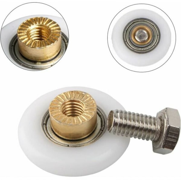 4 stk dusjdørhjul 23 mm, erstatningshjul for dusj