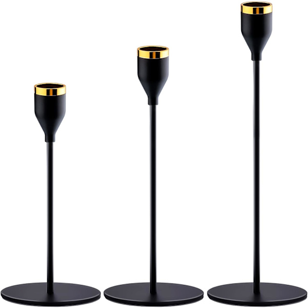 3 Lysestaker Le Noir Bryllupslysestake Forskjellige Størrelser 24/28