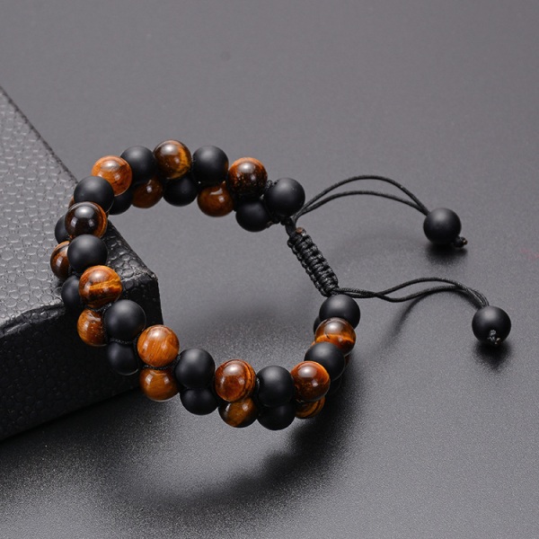 Naturlig stein armbånd for menn, justerbart perle armbånd med Ess