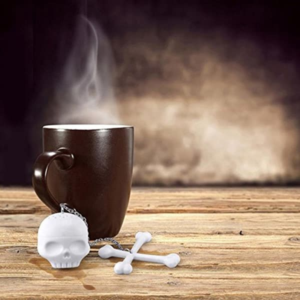 1 stk Hvit Skalleformet Temaker Silikon Te Sil Skull Bone S