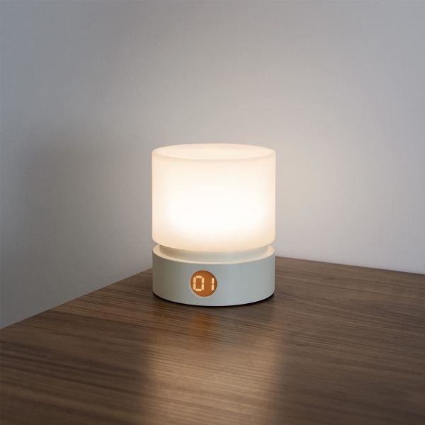 White Night Light with Timer, Small Table Bedside Lamp, LED Night