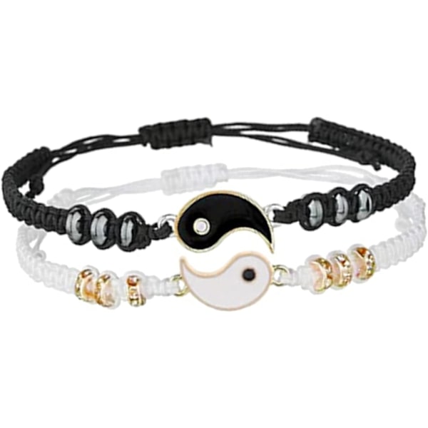 Bästa vän-armband, 2 st justerbara Yin Yang-sladdarmband C