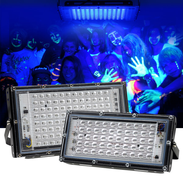 100W LED svart lys projektor ip65 vanntett, UV LED lys, eff