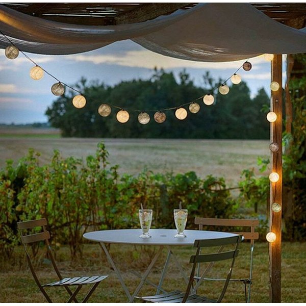 Harmaa harmaa Garland puuvillapallolamppu 1,5M, 10 LED-valon makuuhuoneen valaisin