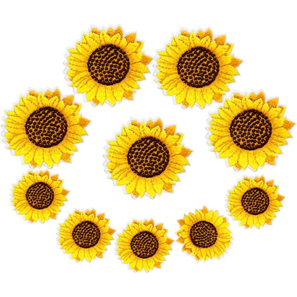 10 stk. solsikke broderi patches stryg på patch sy på applikation