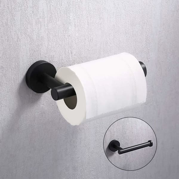 Sort håndklæde og toiletpapirholder sæt badeværelse tilbehørssæt 4 P