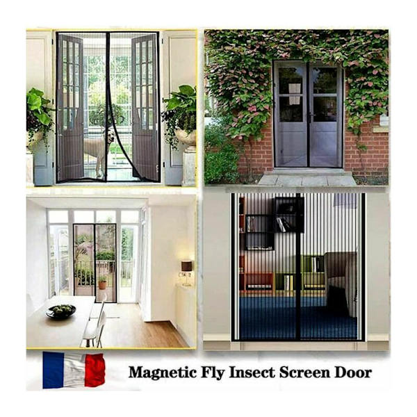 Sort magnetisk dørgardin i 120x210 CM til vinduer og døre Anti M