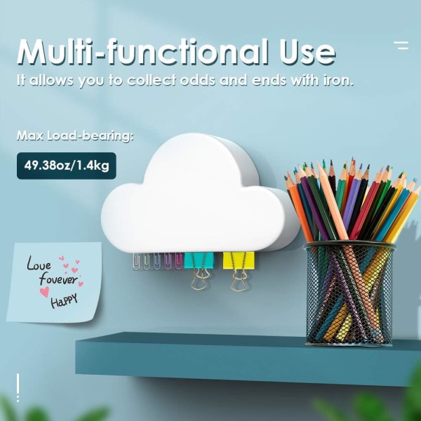 Magnetnyckelhållare, [2st] Molnformad väggkrok, magnetnyckel Ho