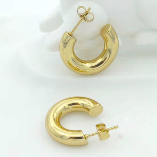 14K gullfarget lette chunky åpne ringer | Gullring ørepynt