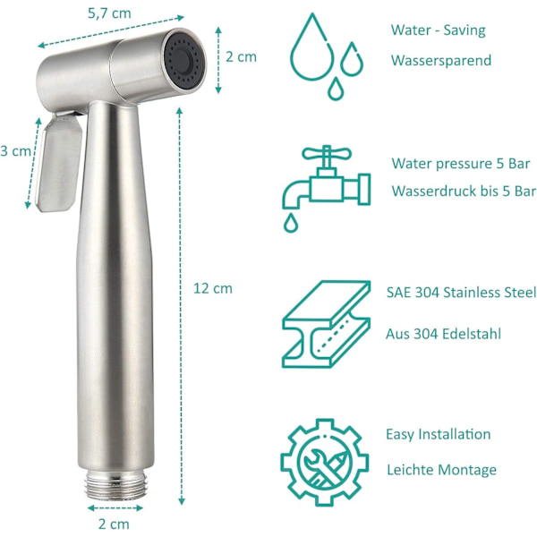 WC med håndbruser - Håndholdt bidetbruser - Toiletshowerhoved