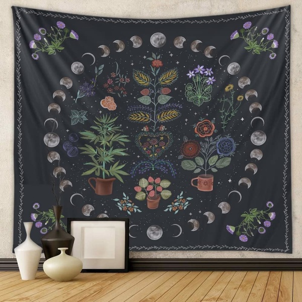 (150cm x 200cm) Växtestetisk gobeläng, botanisk månfas Ta