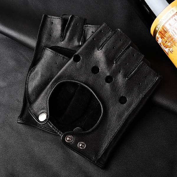 Læder Fingerless Kørehandsker, Fåreskind, Halv Finger Udendørs
