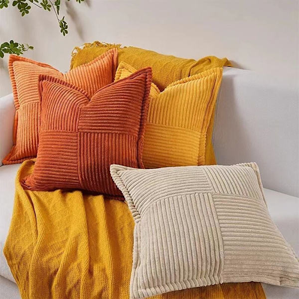 Sofa putetrekk 45x45, sett med 2 beige fløyel putevar med