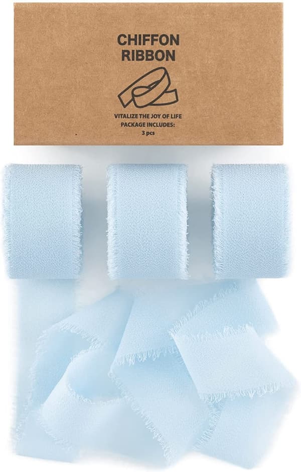 3 stk. Blå Chiffon Bryllup Satinbånd