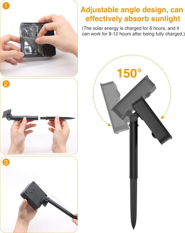 （10m 100 LED, varm färg）Solcellslingor utomhus, solenergi