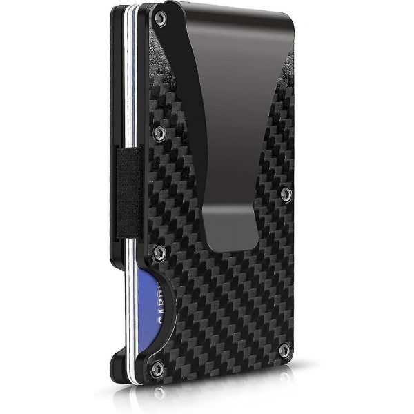 Sort Carbon Fiber Herre Simple Wallet - Bloker Kreditkort Klip M