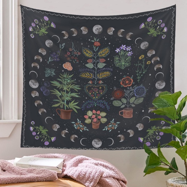 (150cm x 200cm) Växtestetisk gobeläng, botanisk månfas Ta