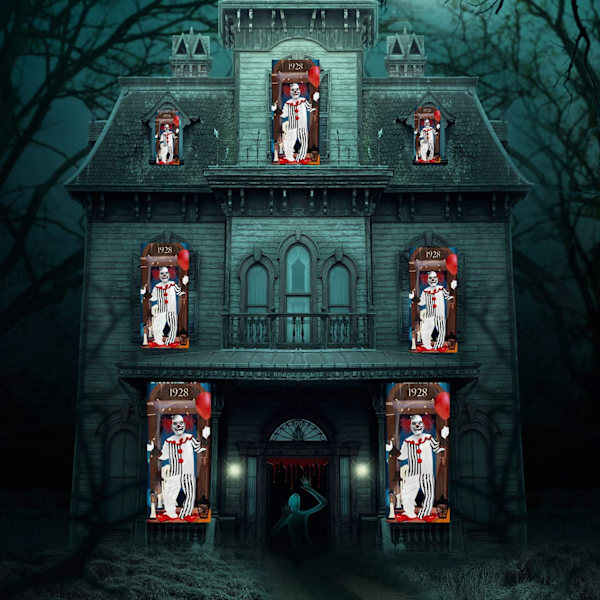 1 stk Halloween klovn dørklistremerke – Kreativ 3D veggklistremerke for H