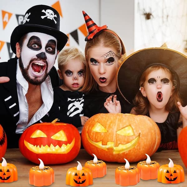 Batteridrivna LED-värmeljus Pumpa Ljus, 12 st Pumpa Hallowe