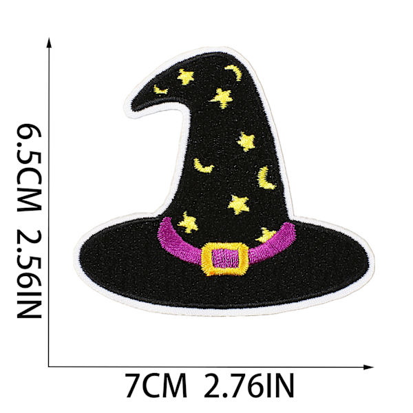 15 stk. Halloween-tema broderede klæbemærker, hekse-patches,