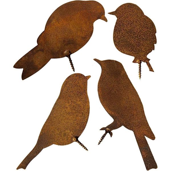 Linnut puuhun - Metalliset puutarhakoristeet - Luonnollinen ruosteen patina