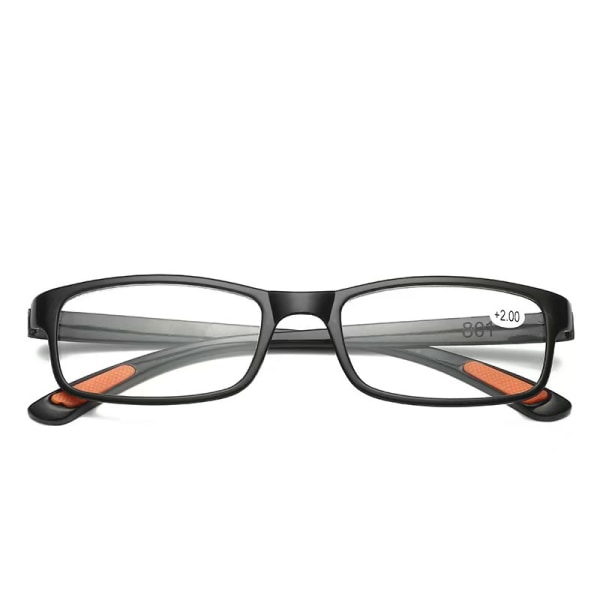 Black resin comfortable and lightweight reading glasses+250 degre