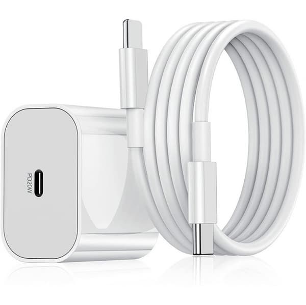 iphone hurtiglader USB-C strømadapter 20W + 2m kabel hvit (1 stk