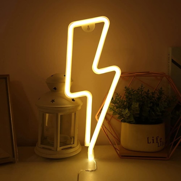 1PC LED Lightning Shape Neon Sign Light Art Dekorative Lights Wal